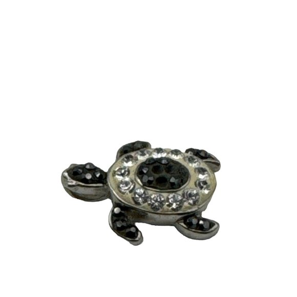 Sterling Silver Marcasite Encrusted Turtle Pendant Only .75 inch - Picture 4 of 5